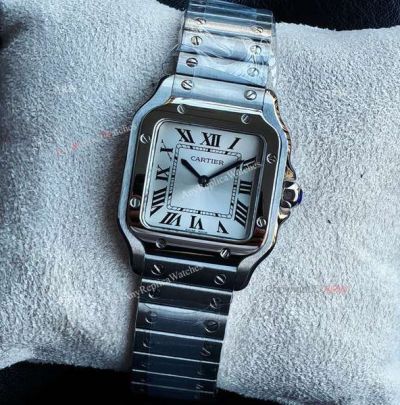 Cartier Santos 27*34mm Quartz Movement White Face Square Lady Watch